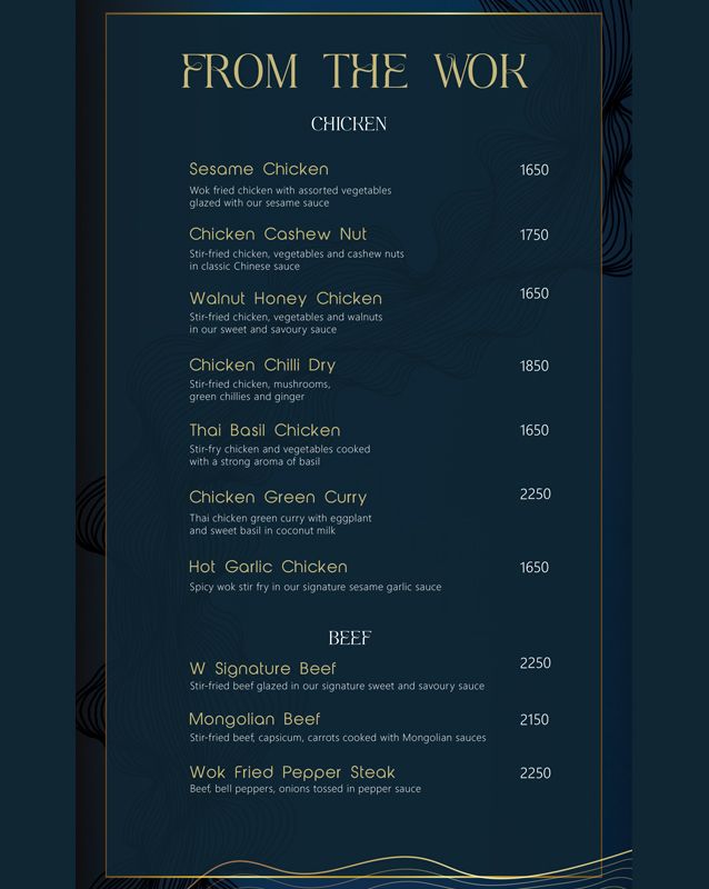 W. by Wasabi menu