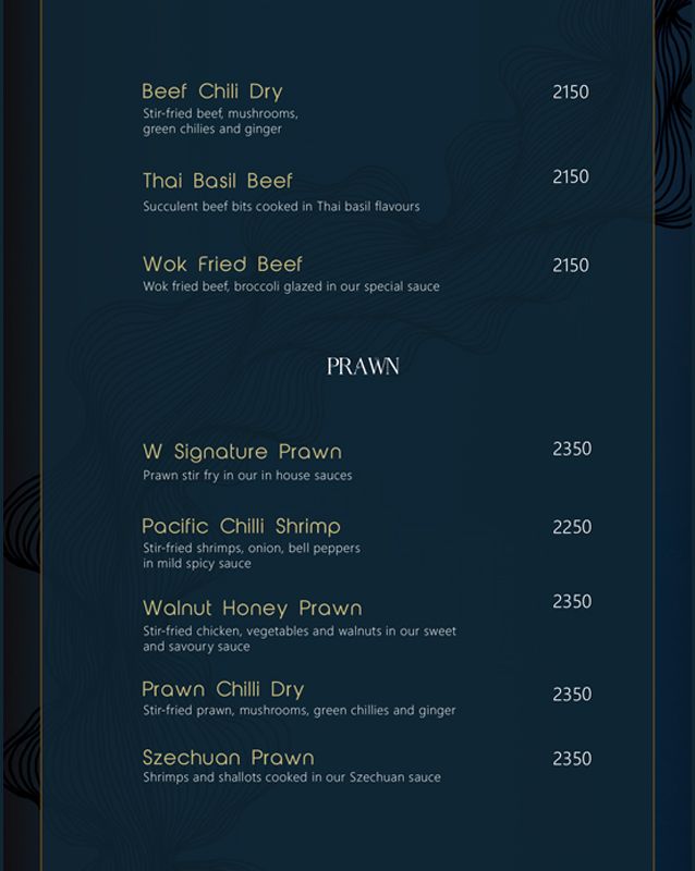 W. by Wasabi menu