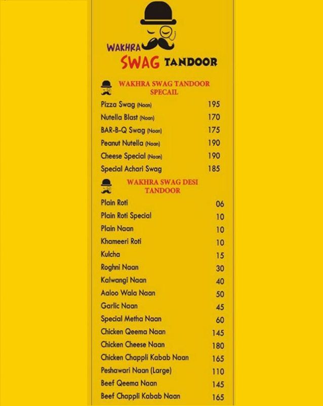 Wakhra Swag menu