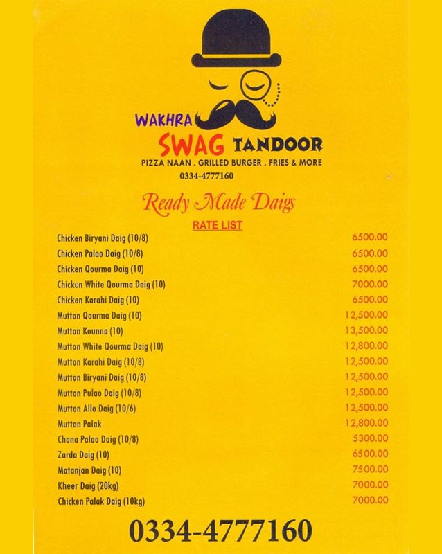 Wakhra Swag menu