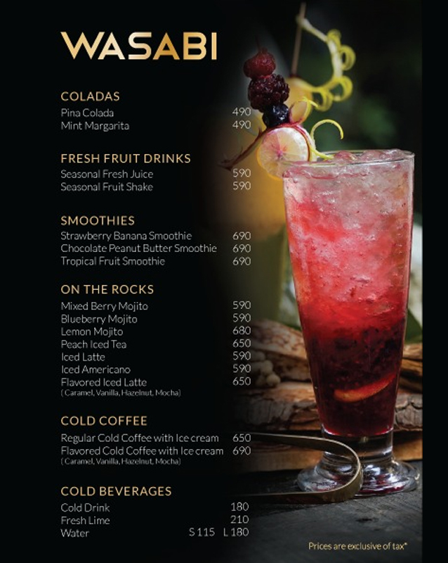 Wasabi menu