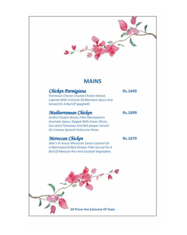 Weez Kitchenette  menu
