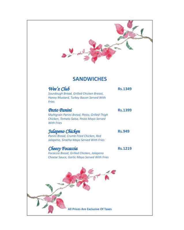 Weez Kitchenette  menu