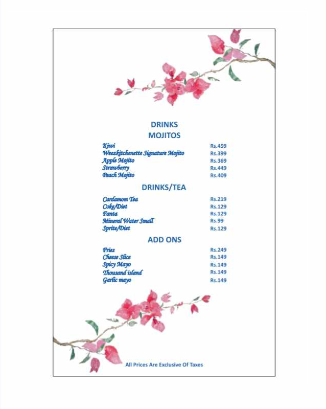 Weez Kitchenette  menu