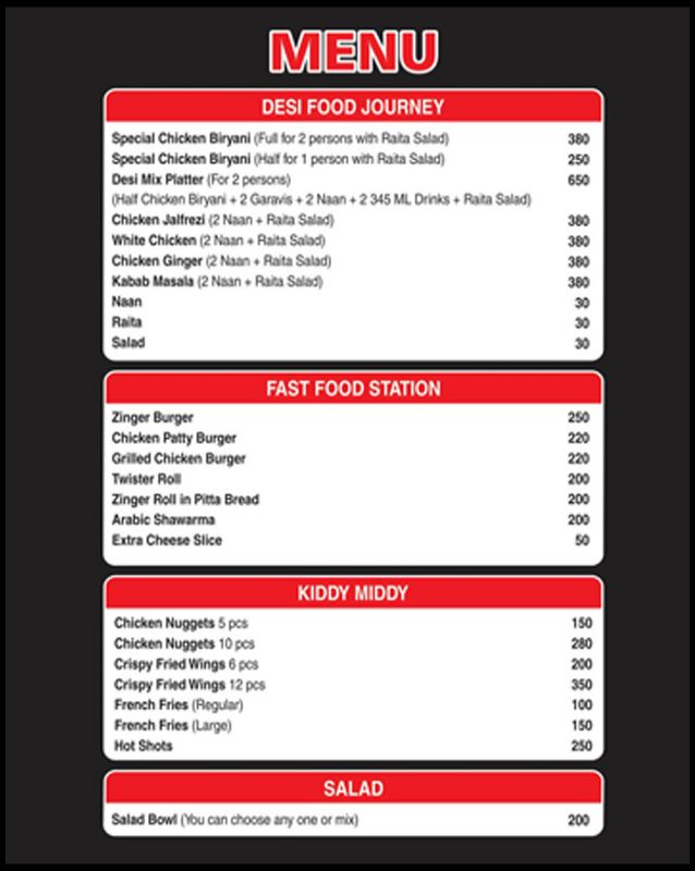 Xpress Chowpaty menu