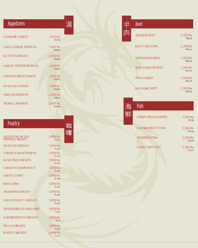 YI FANG menu