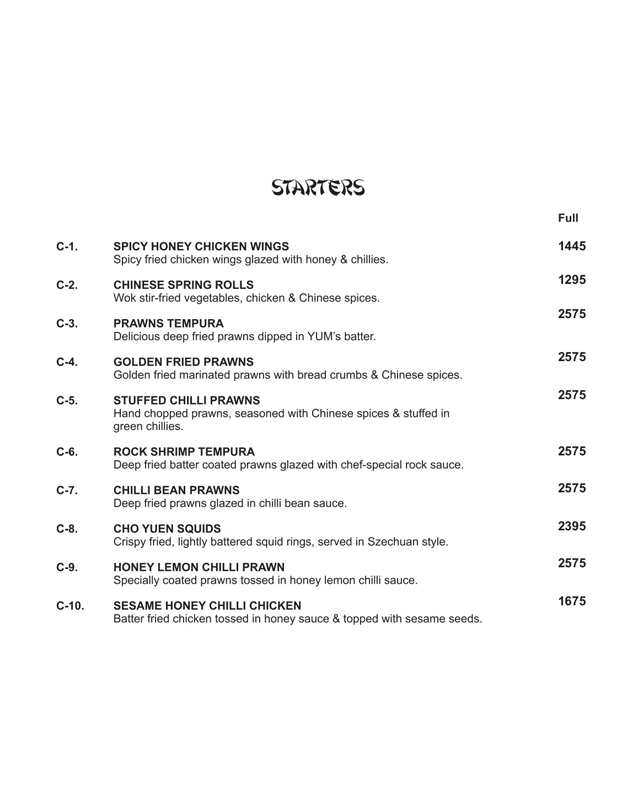 YUM Chinese & Thai menu