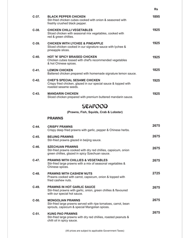 YUM Chinese & Thai menu