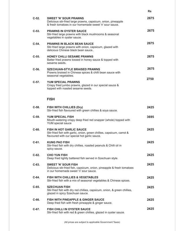YUM Chinese & Thai menu