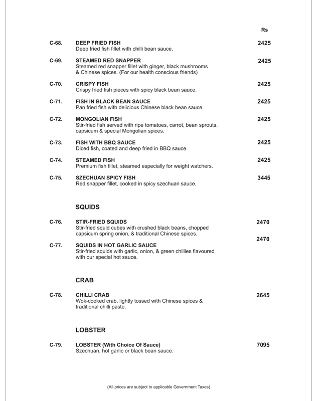YUM Chinese & Thai menu