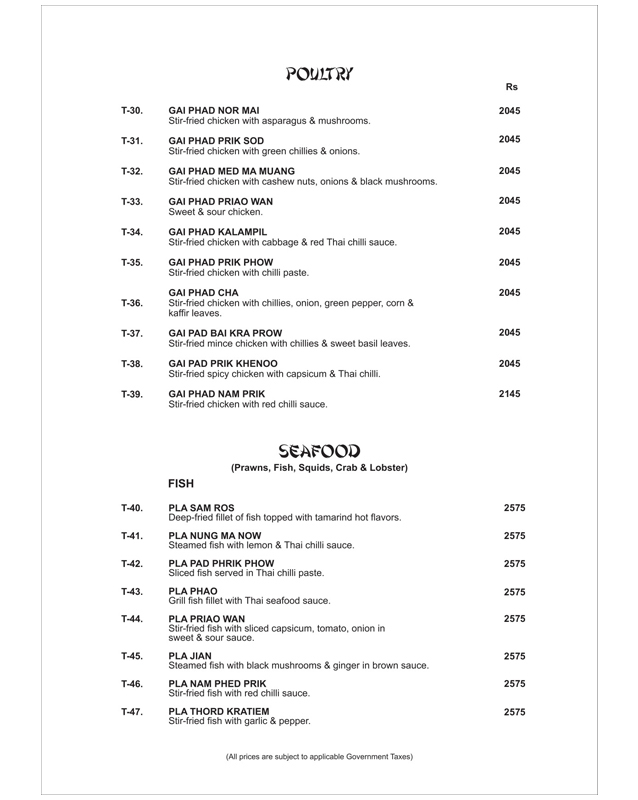 YUM Chinese & Thai menu