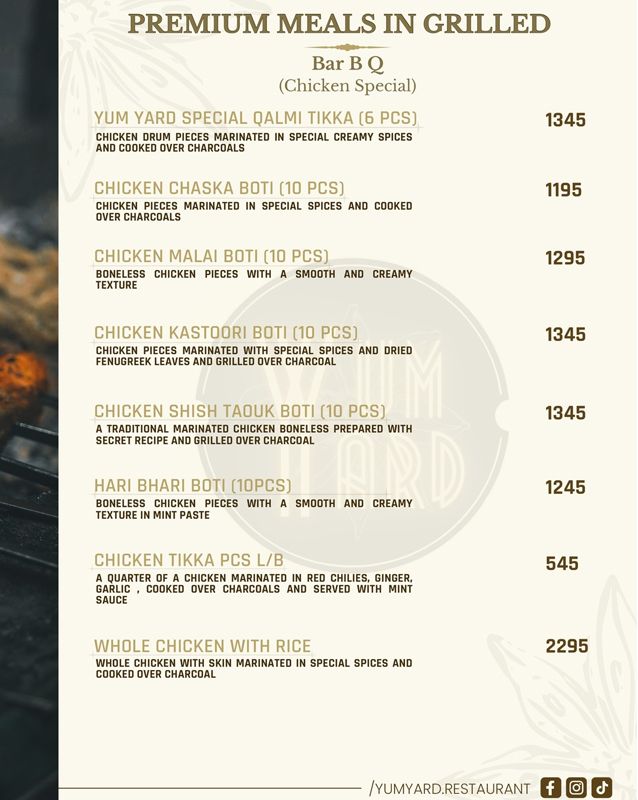 Yum Yard menu