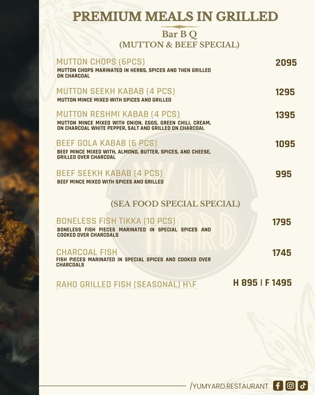Yum Yard menu
