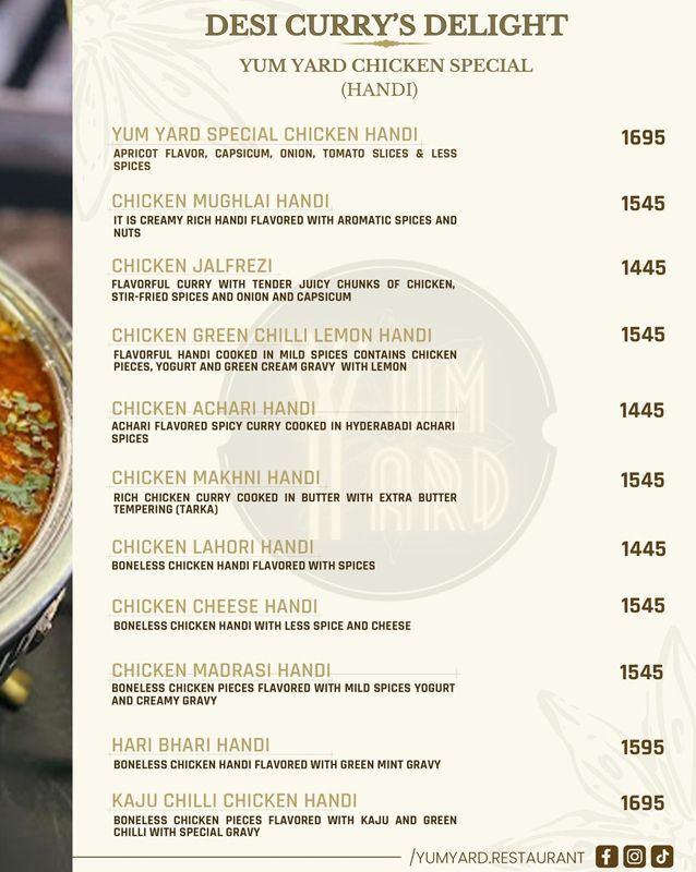 Yum Yard menu
