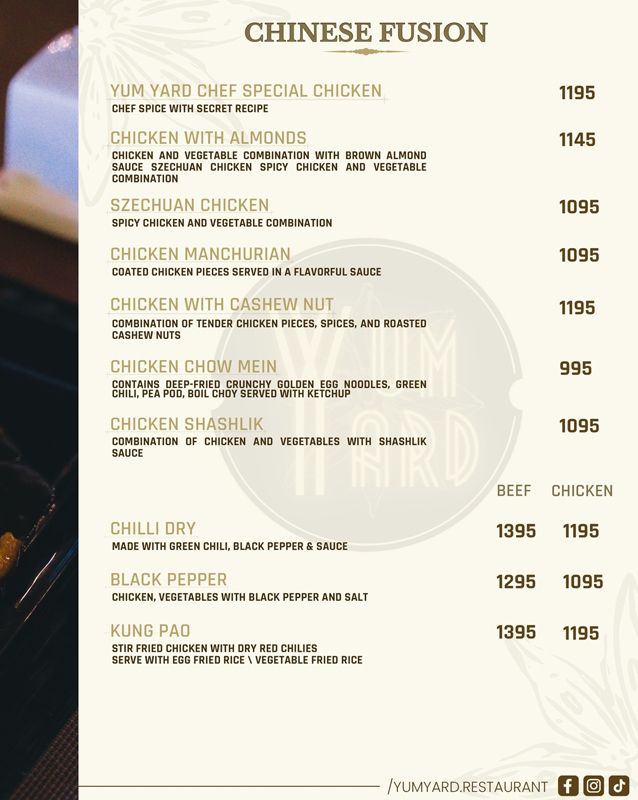 Yum Yard menu