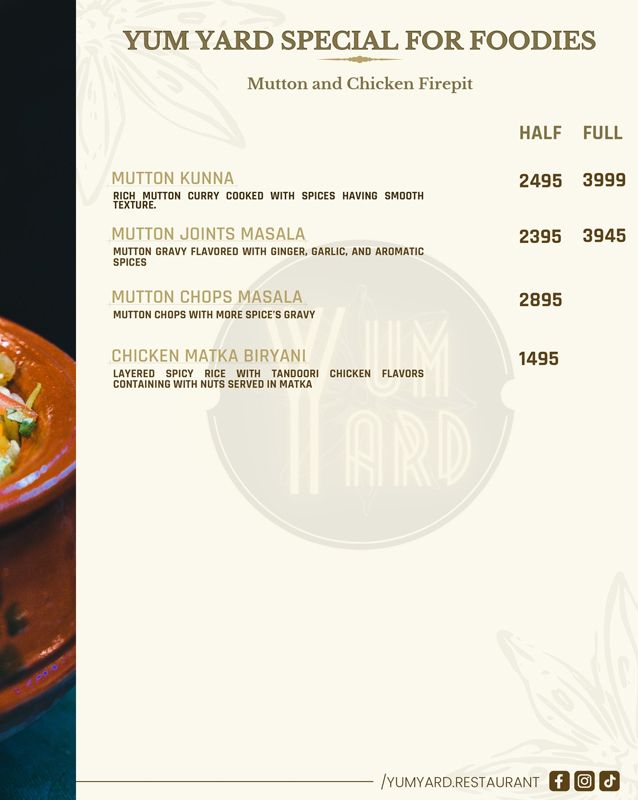 Yum Yard menu