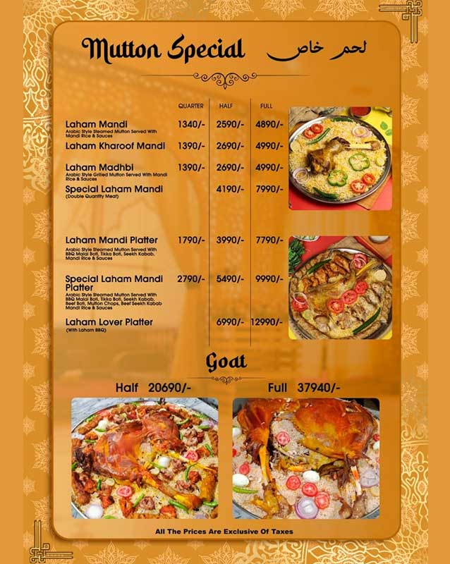 Yumto -The House of Arabic Mandi menu