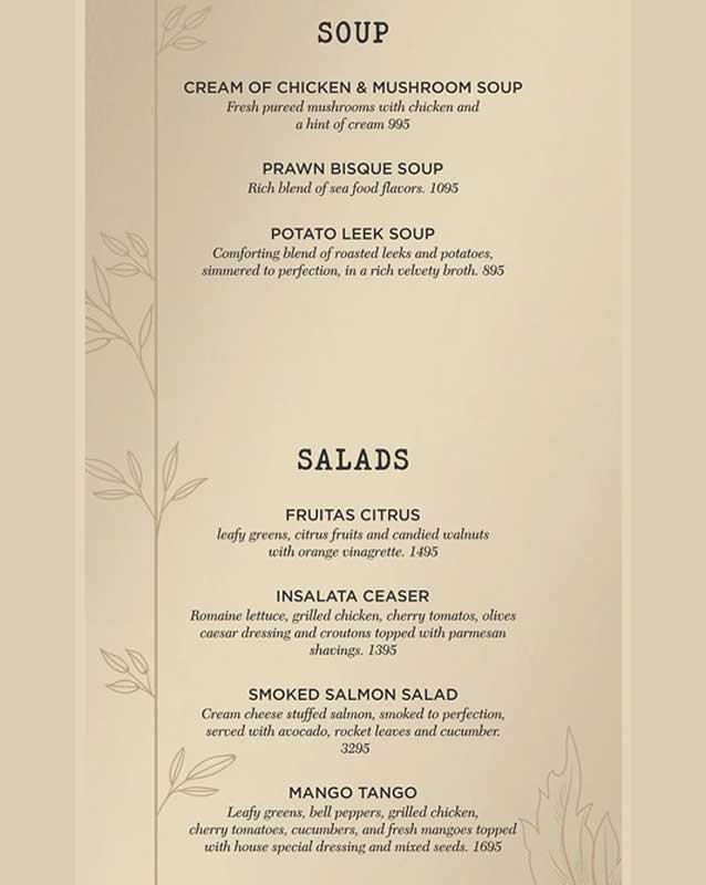 Zaajh menu