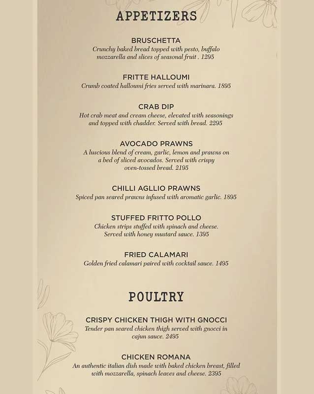 Zaajh menu