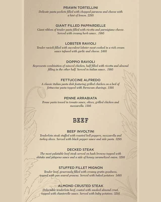 Zaajh menu