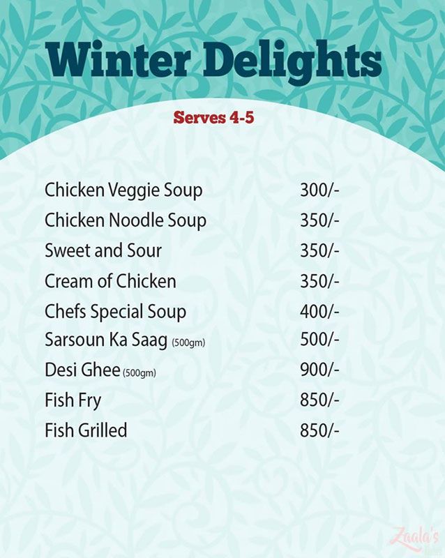 Zaalas Kitchen menu