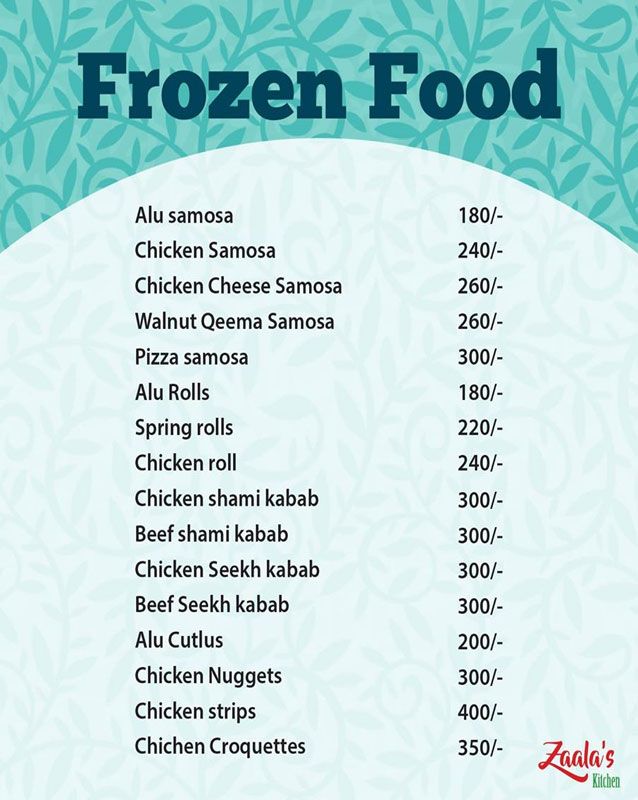 Zaalas Kitchen menu