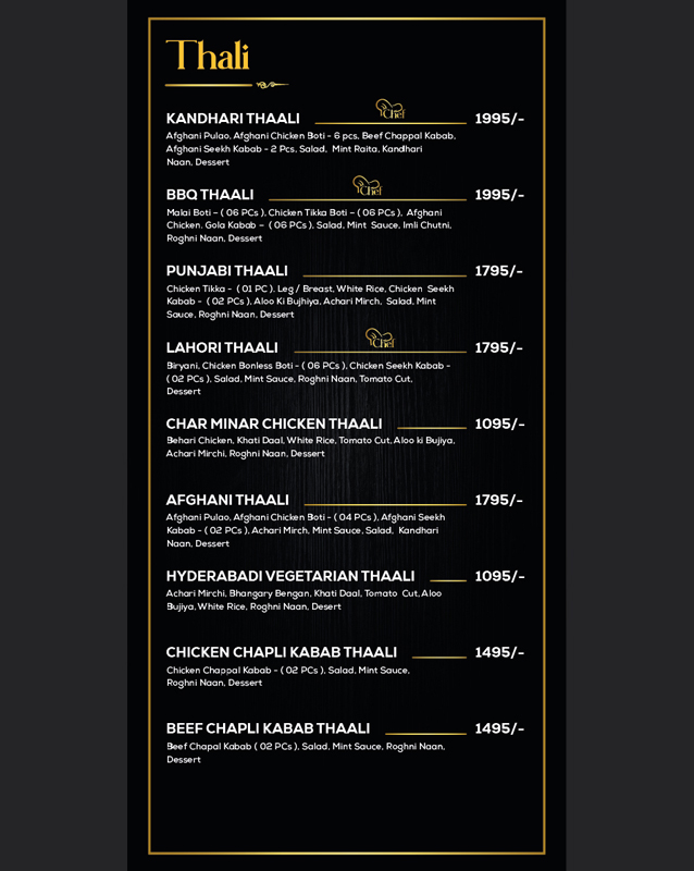 Zaiqa Bazaar menu