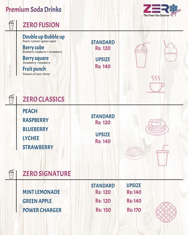 Zero Degree Lahore menu