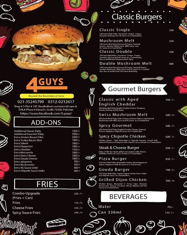 4 Guys menu