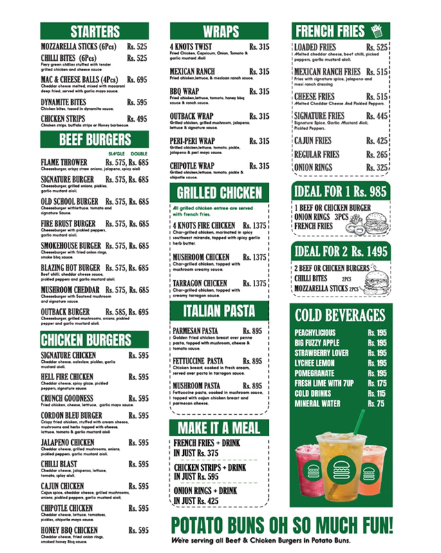 4 Knots menu
