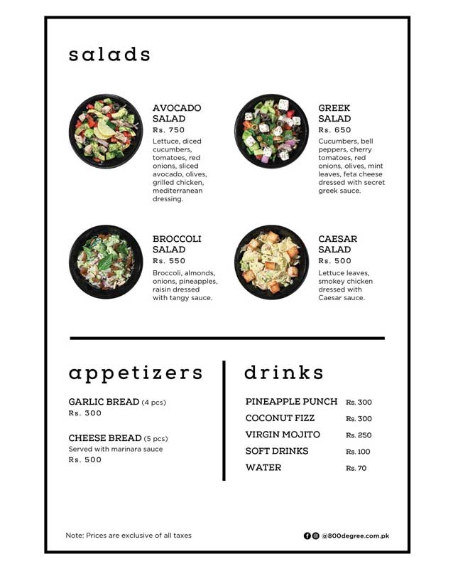 800 Degree Pizzeria menu