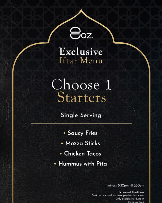 8oz Pakistan menu