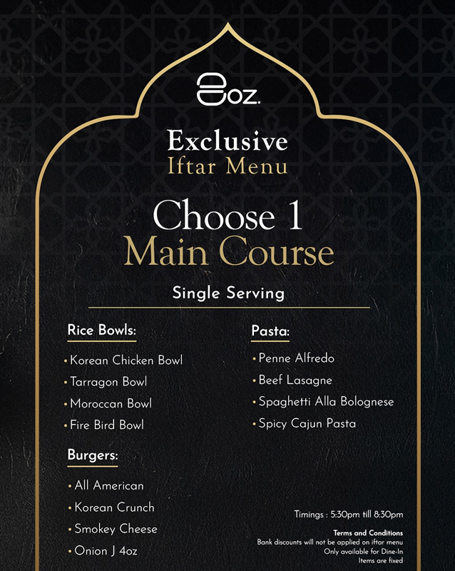 8oz Pakistan menu