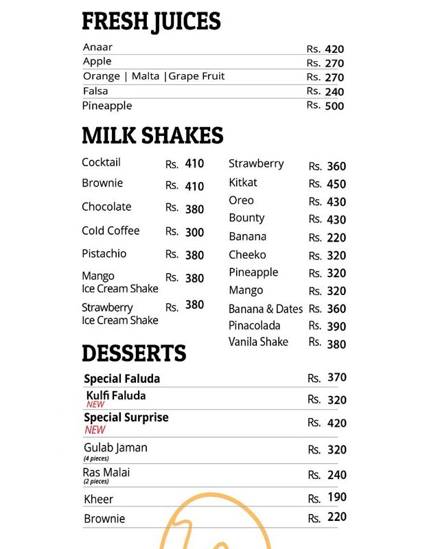 A-One Snacks menu