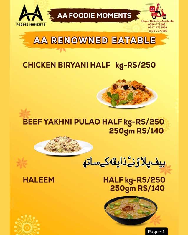 A.A Foodie Moments menu