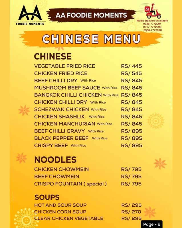 A.A Foodie Moments menu