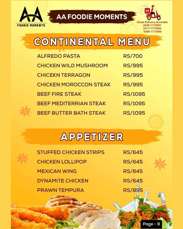 A.A Foodie Moments menu