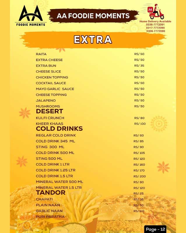 A.A Foodie Moments menu