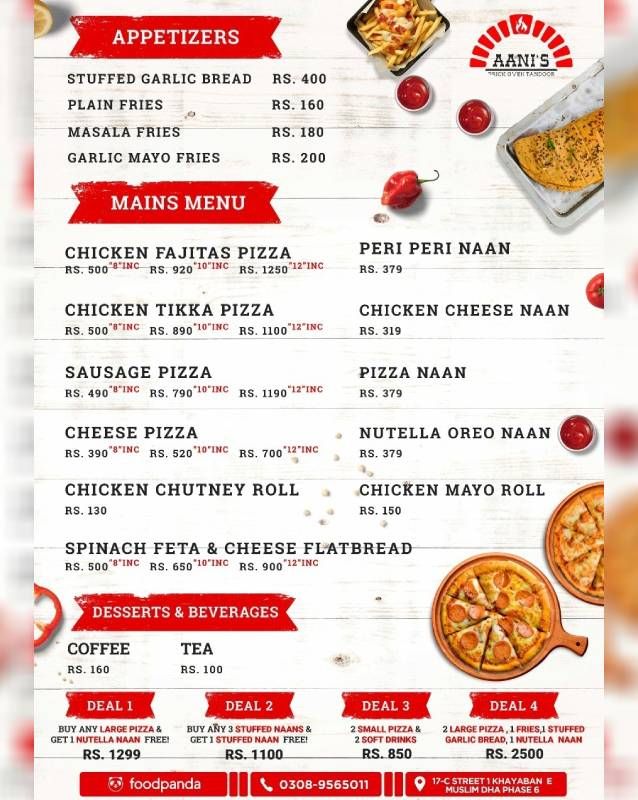 Aanis Brickoven menu