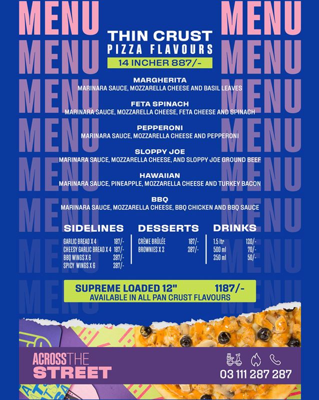 Across The Street menu