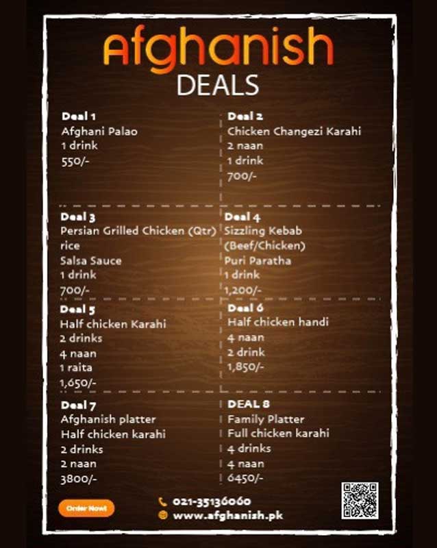Afghanish menu