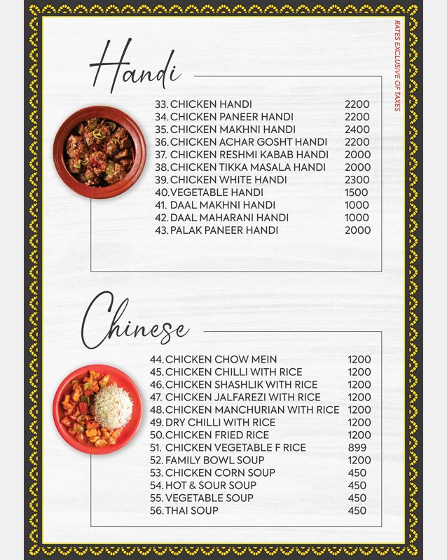 Afridi Inn menu
