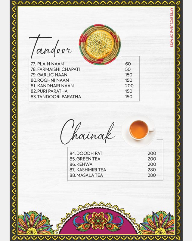 Afridi Inn menu