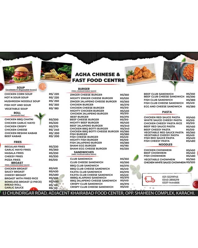 Agha Chinese Food menu