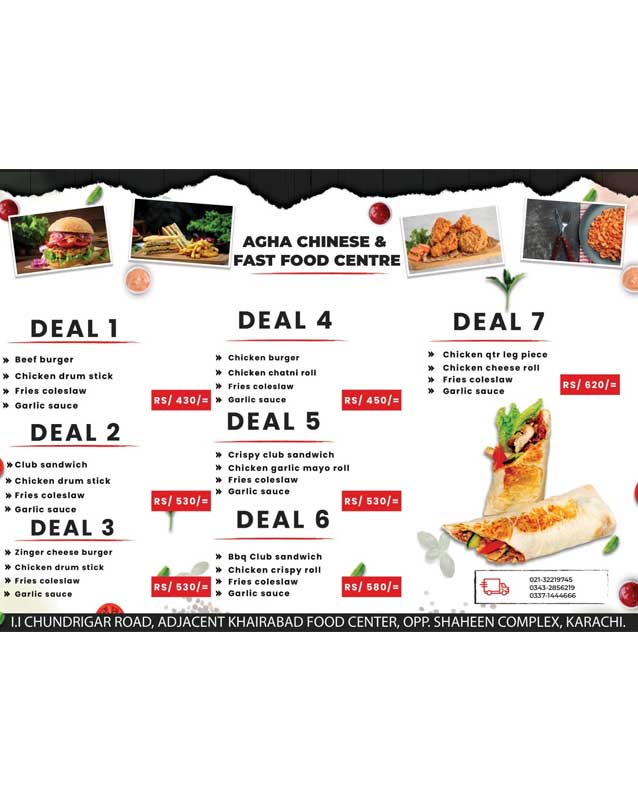 Agha Chinese Food menu