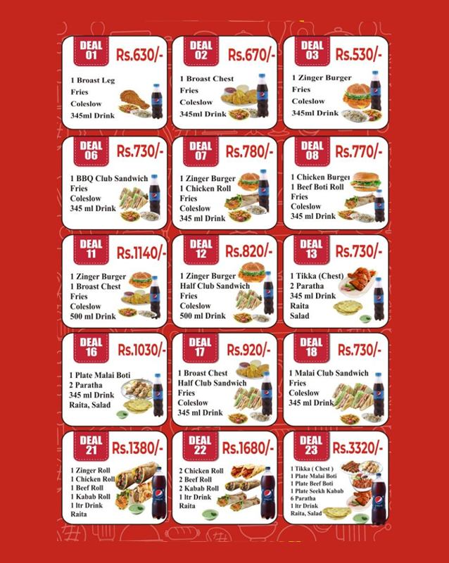 Agha Fast Food & BBQ Restaurant menu