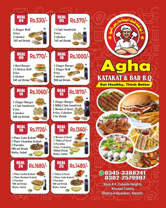 Agha Fast Food & BBQ Restaurant menu