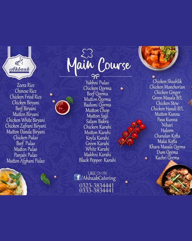 Ahbaab Catering Services menu