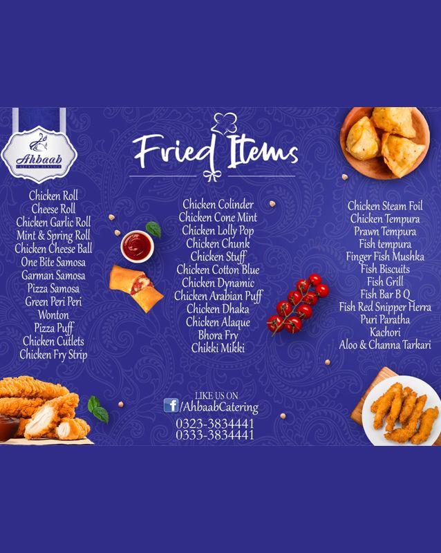 Ahbaab Catering Services menu