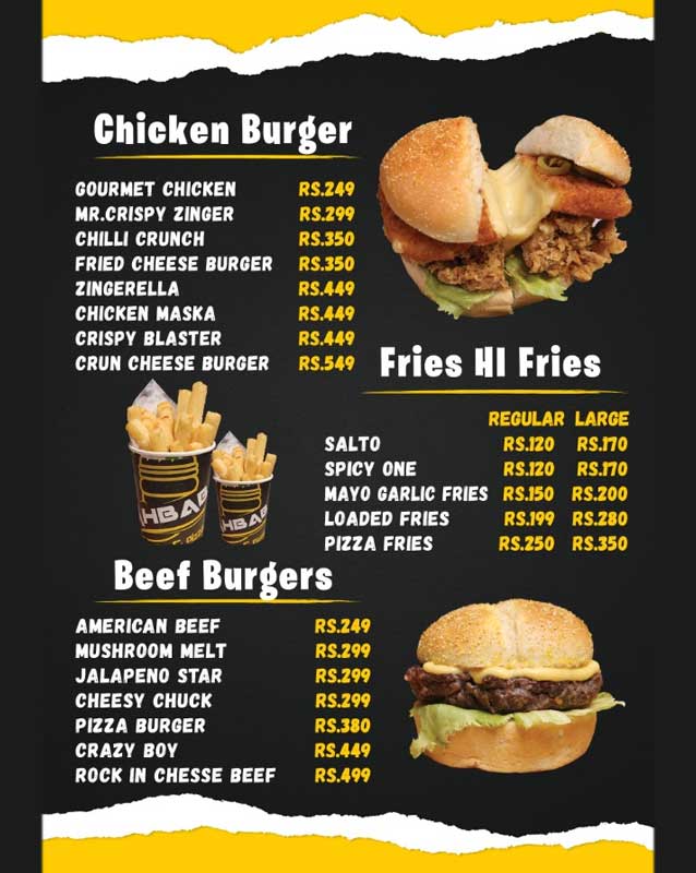 Ahbab Burger & Pizza menu